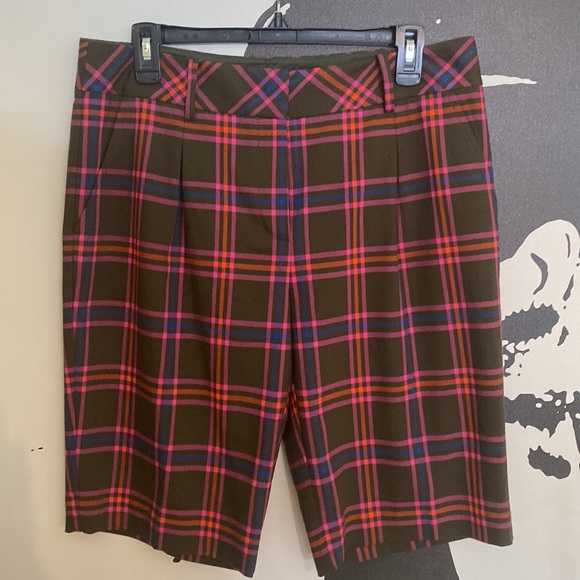 Funky Trina Turk Dexter Plaid Burmuda Shorts Sz 8 - Picture 4 of 6